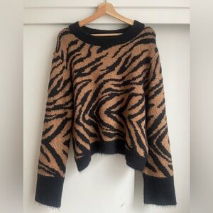 H&M Super Soft Animal Print Sweater in Black and Tan